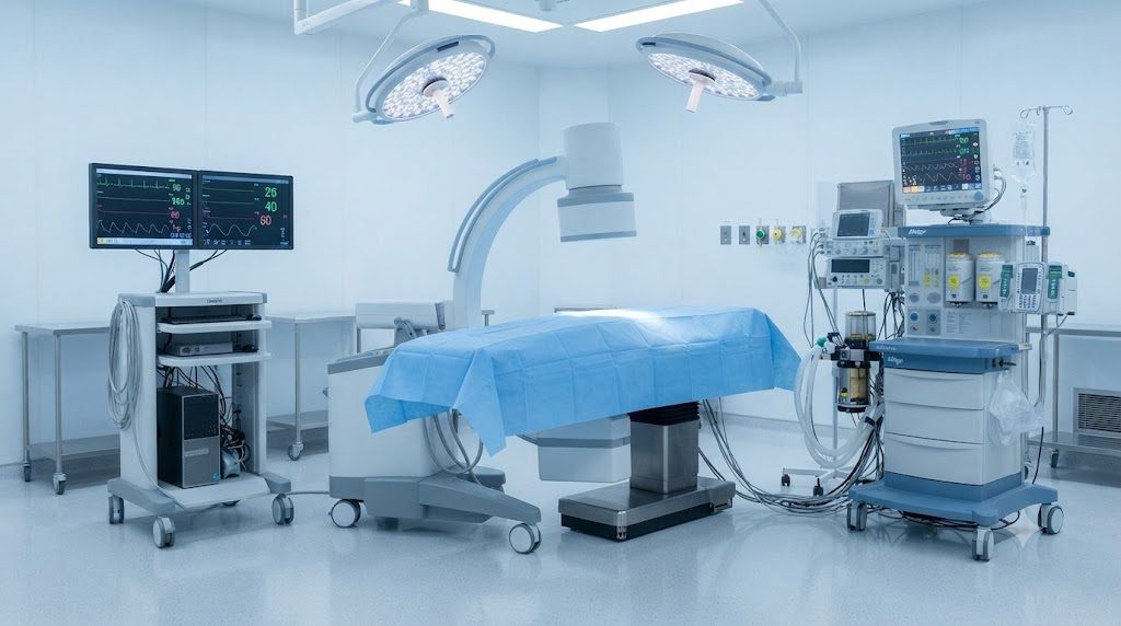 Medizinische Geräte im Operationssaal, die geprüft werden müssen